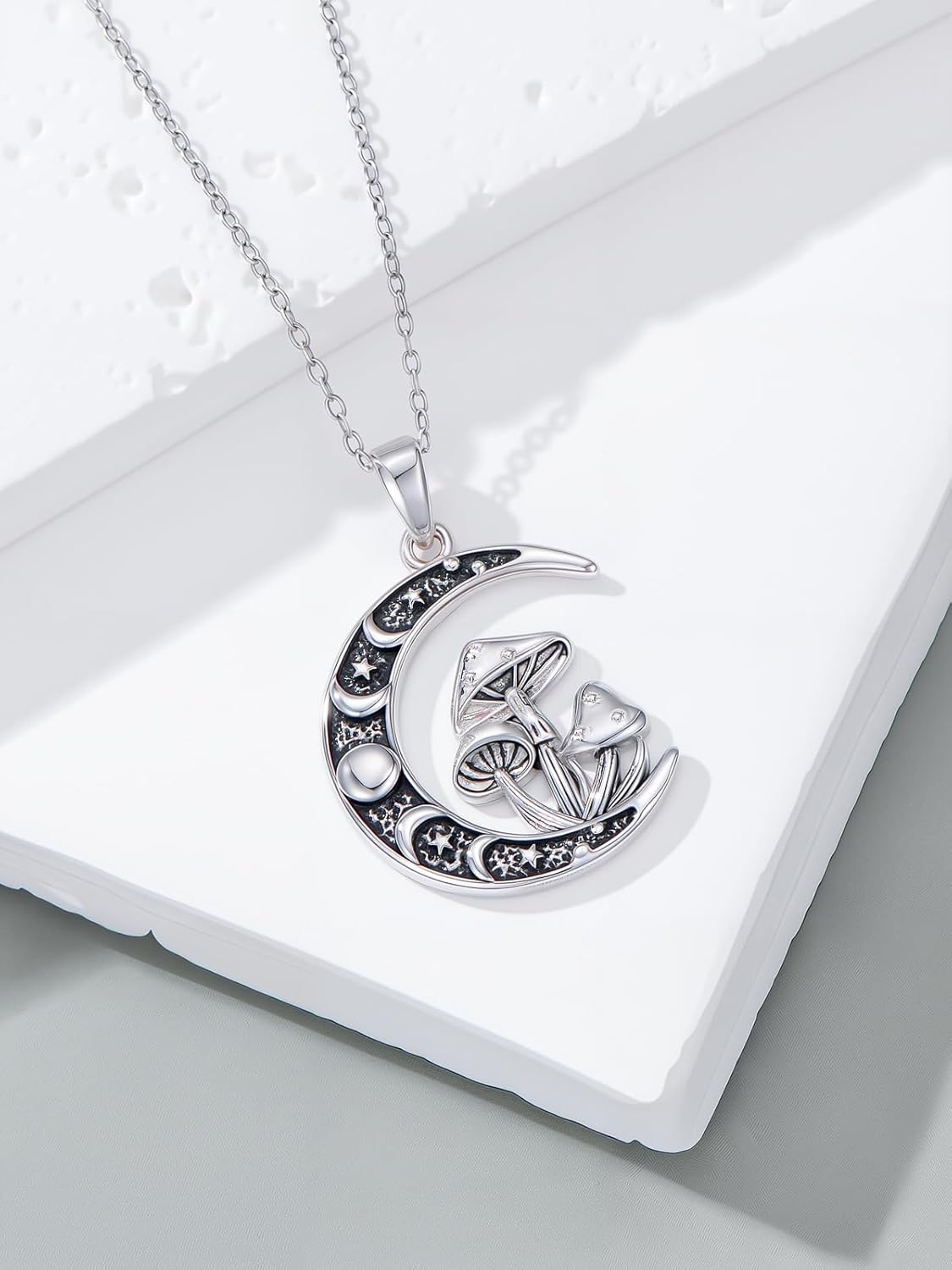 Mushroom Necklace 925 Sterling Silver Mushroom Pendant Mushrooms Gifts for Women - Image 3
