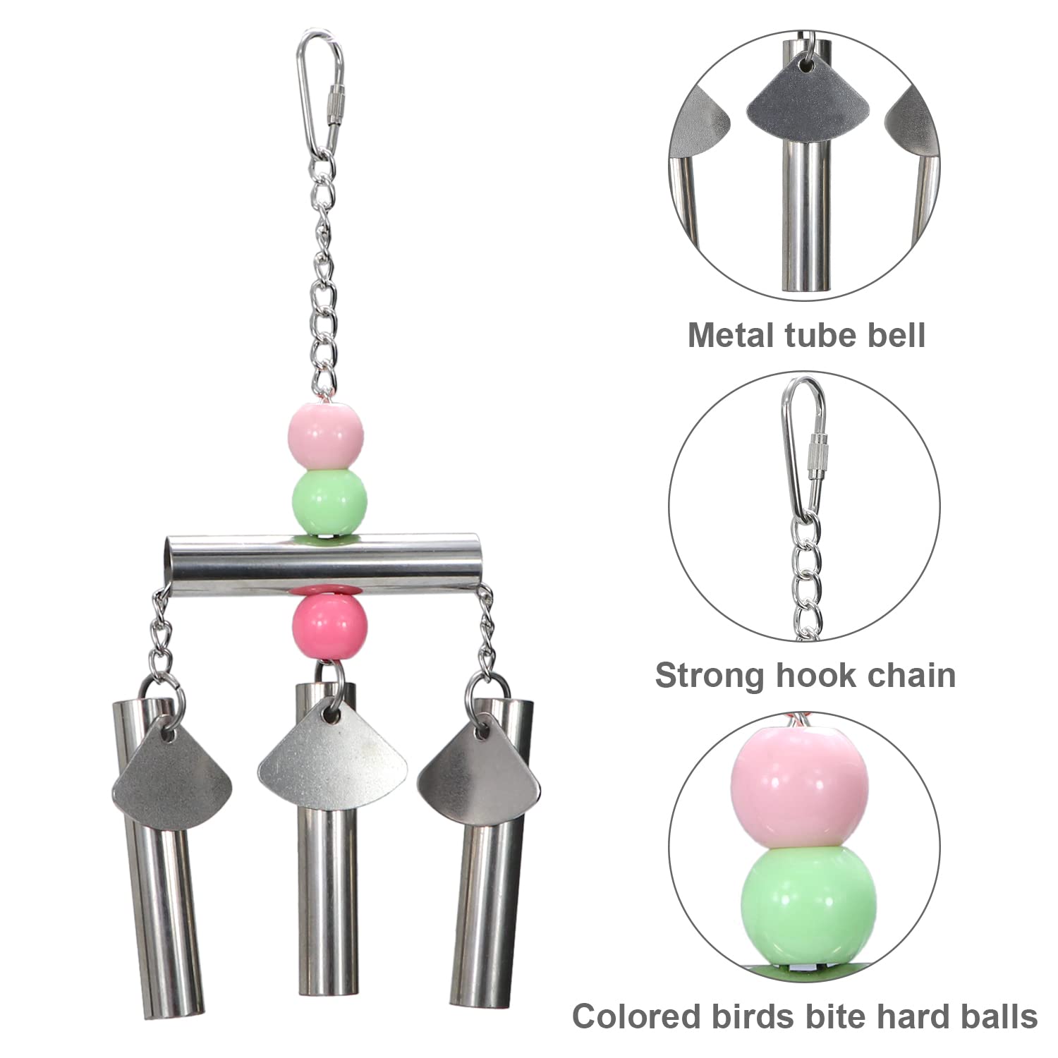Litewoo Bird Stainless Steel Bell Toys, Safe and Stable Hanging Spoons Pipe Chew Bite Toy（B） - image 3