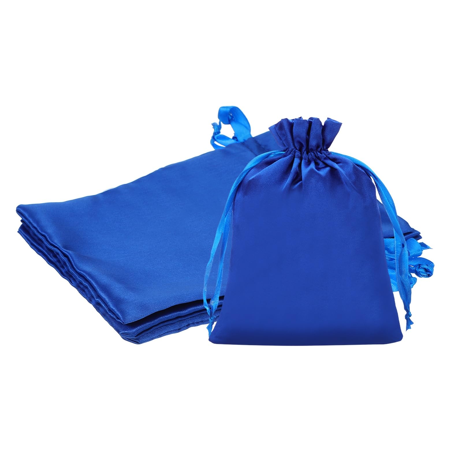 PATIKIL 6 x 8 Inch Satin Bags with Drawstring, 3 Pcs Silk Drawstring Gift Bags Wedding Favor Pouch for Jewelry Candy Christmas Party Graduation Birthday Easter, Dark Blue