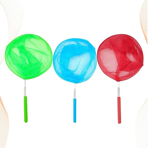 Miniatura 8 de Red de pesca para niños, red telescópica, anillo de plástico, red de aterrizaje para atrapar mariposas peces niños playa jardín juguete 3 piezas