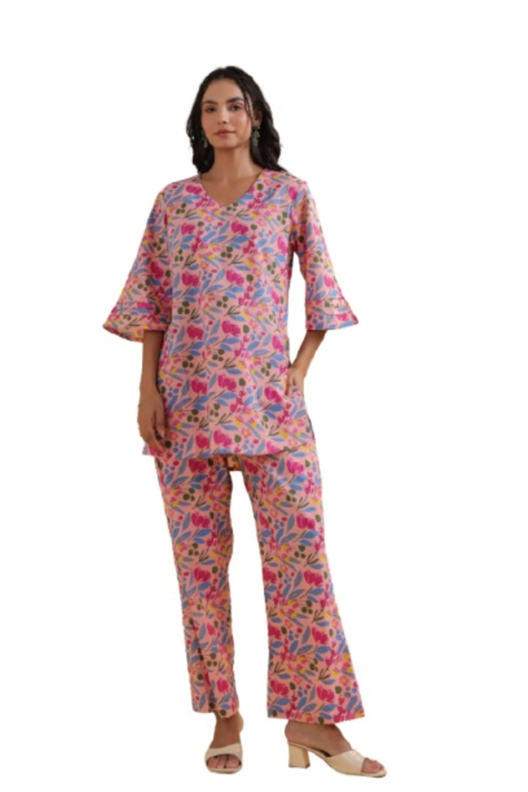 crafiqa Berry Blush Pink Cotton Co-ord Set for Women-picture-45