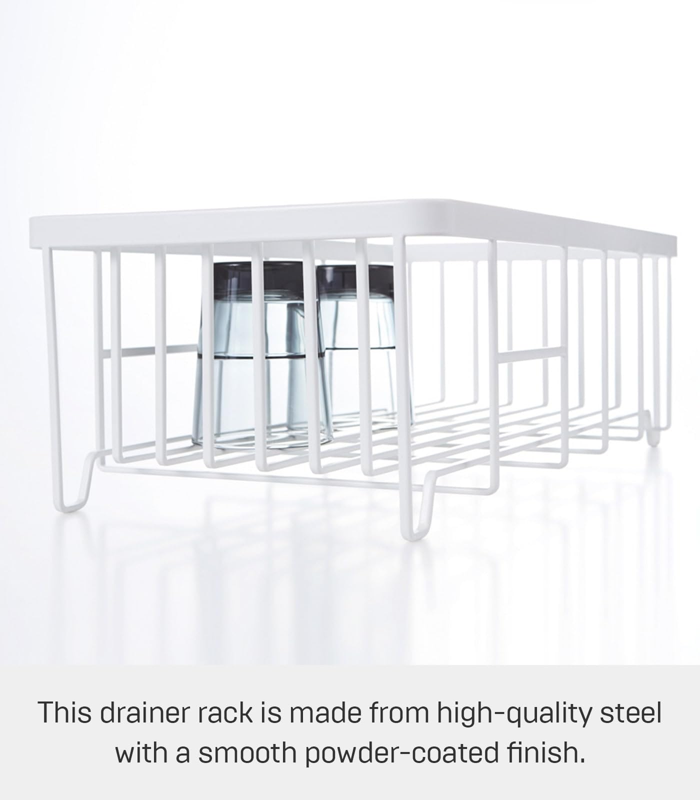 Yamazaki 2875 TOWER Wire Dish Drainer, white, Steel/ABS Resin, 42 x 23 x 17cm