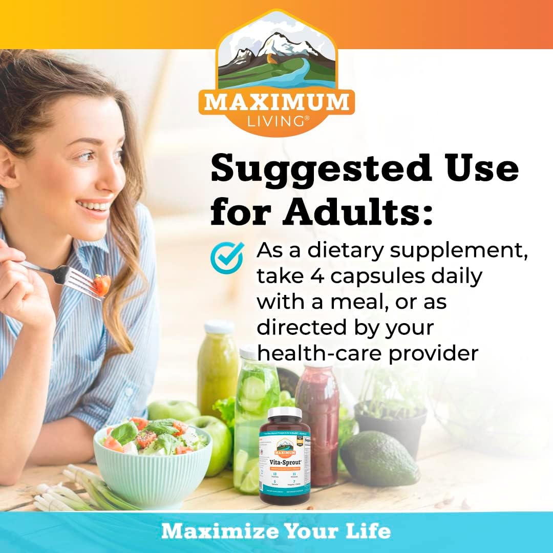 Maximum Living - Vita-Sprout Whole-Food Multivitamin & Phytonutrient Blend - 120 Capsules - Image 3