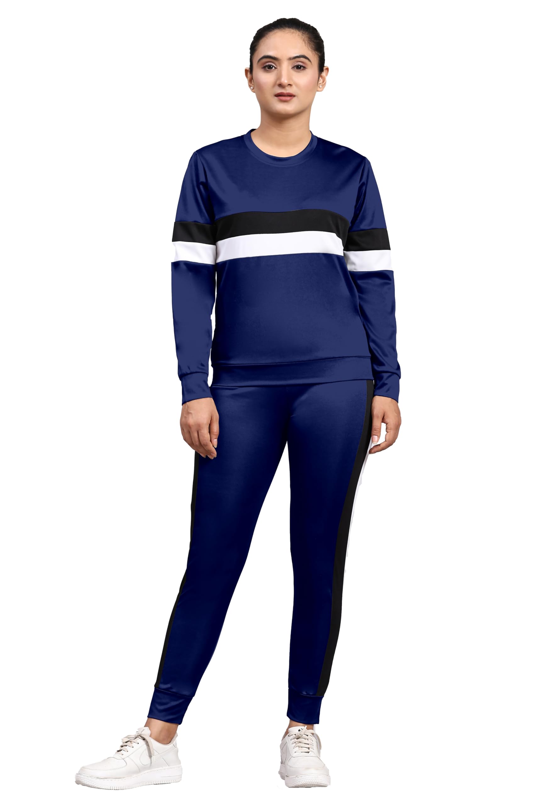 Women's Lycra Tracksuit Set with Round Neck Full Sleeve Straight Length Relagur Fit and Drawstring Closure Pant-image-38