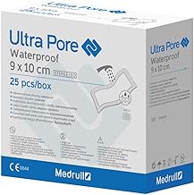 Medrull 100% Waterproof Wound Plaster, 9 x 10 cm, Ultra Pore Waterproof Plaster, Sterile, Transparent, Strong Hold, Protects Against Cuts and Scratches, Ideal for Showering, Sports, Bathing, Pack of