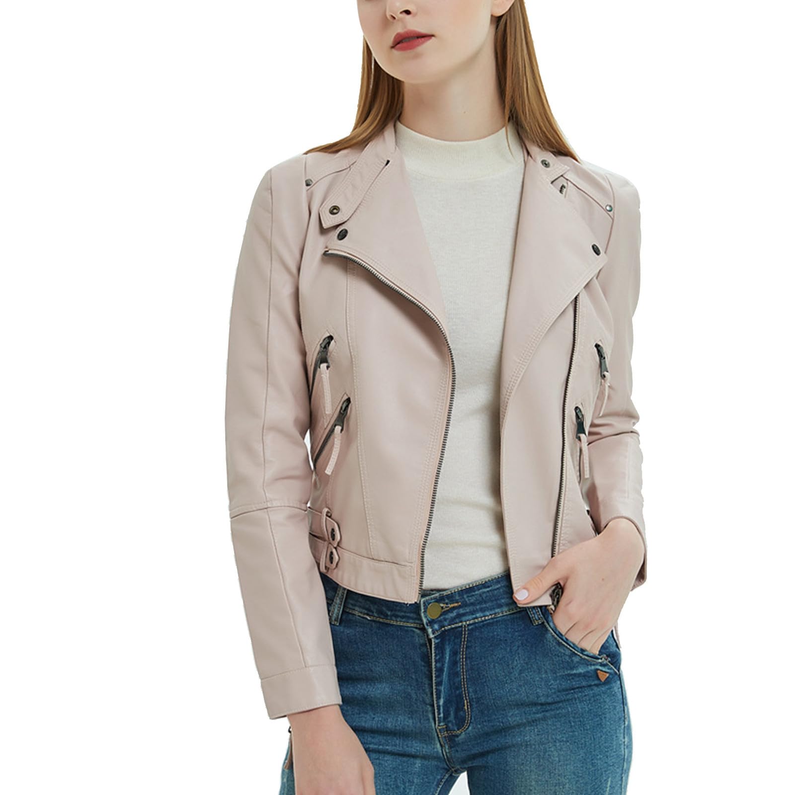 Jacke Damen Sommer - Kombinierbare Damen Lederjacke Kurz Slim Fit Design Mit Motorradreißverschluss Stilvolle Mode Für Vielseitige Anlässe
