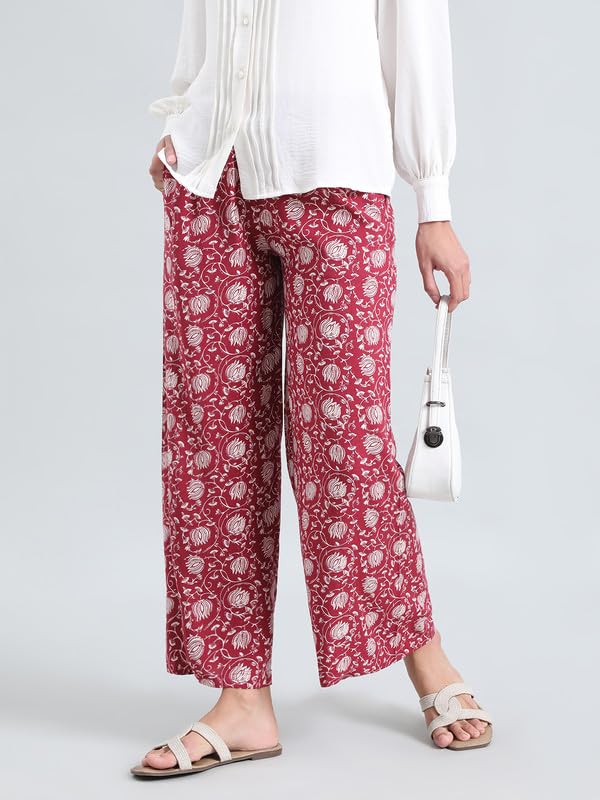 Image of GO COLORS Soft Viscose Printed Palazzo Full Length for Women| Breathable, Mid Rise
