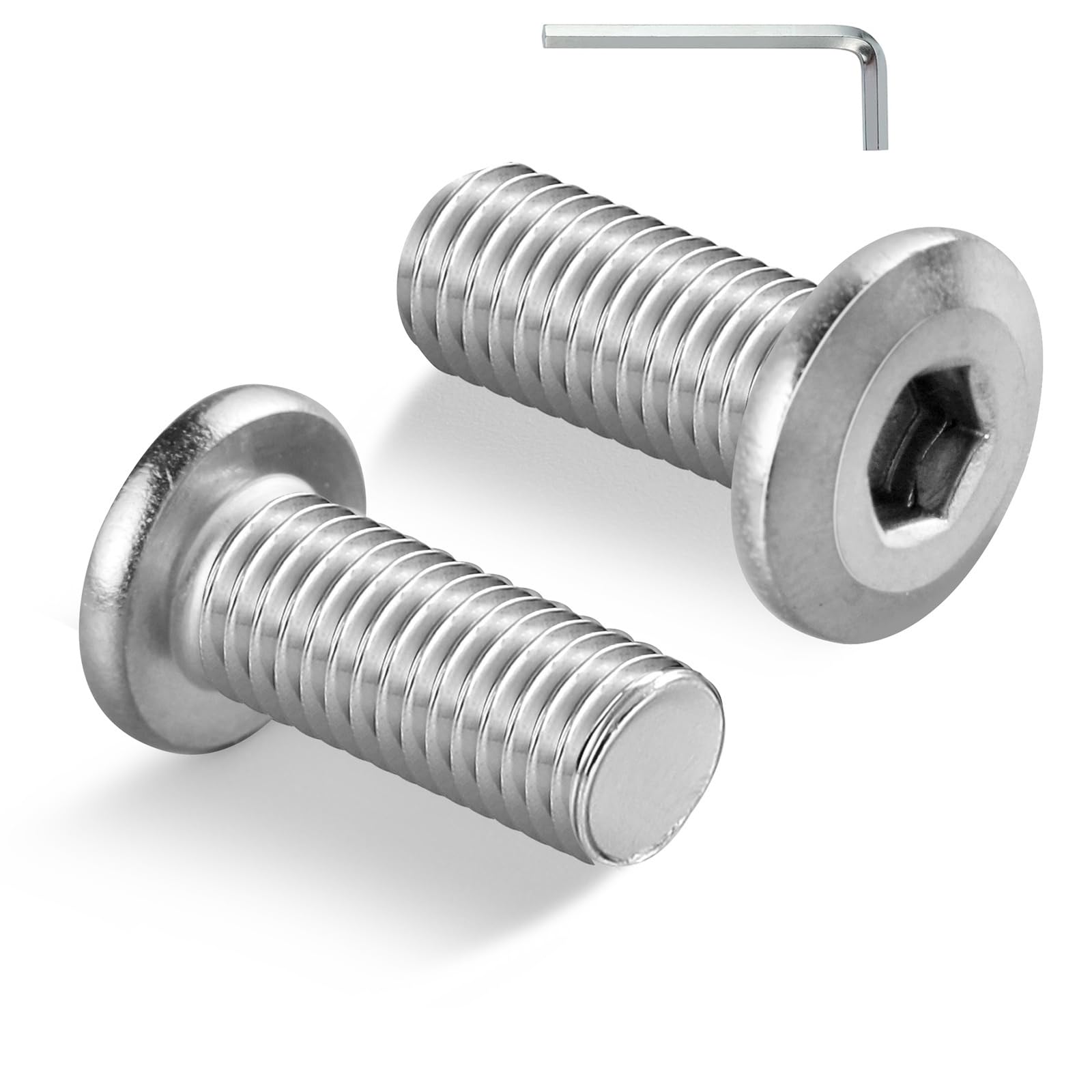 BNUOK M8-1.25 x 20mm Flat Head Hex Socket Cap Screws Bolts 20Pcs, M8 Bolt 304 Stainless Steel 18-8 Furniture Bolts Full Thread, with Hex Spanner