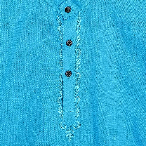 Image of Baby Boys Ethnic Wear Cotton Kurta Pyjama Set with Embroidery