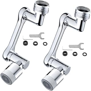 SUNOWE Universal 1080° Swivel Robotic Arm Swivel Extension Faucet Aerator, Large Angle Rotating Splash Filter Faucet Aerator, Faucet Extender for Bathroom Sink with 2 Water Outlet Modes (2 PCS)
