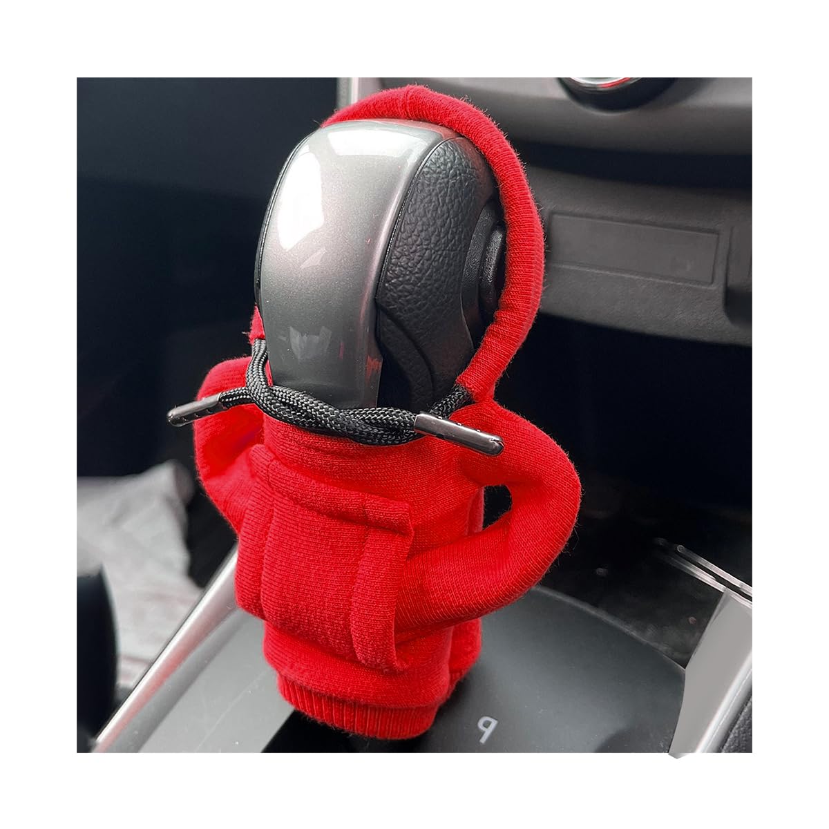 Osilly Car Gear Shift Cover, Mini Hoodie & Fashionable Sweater Design, Universal Fit Auto Shifter Knob Protector, Cute Hooded Shirt Gear Stick Cover, Car Interior Accessories (Red)