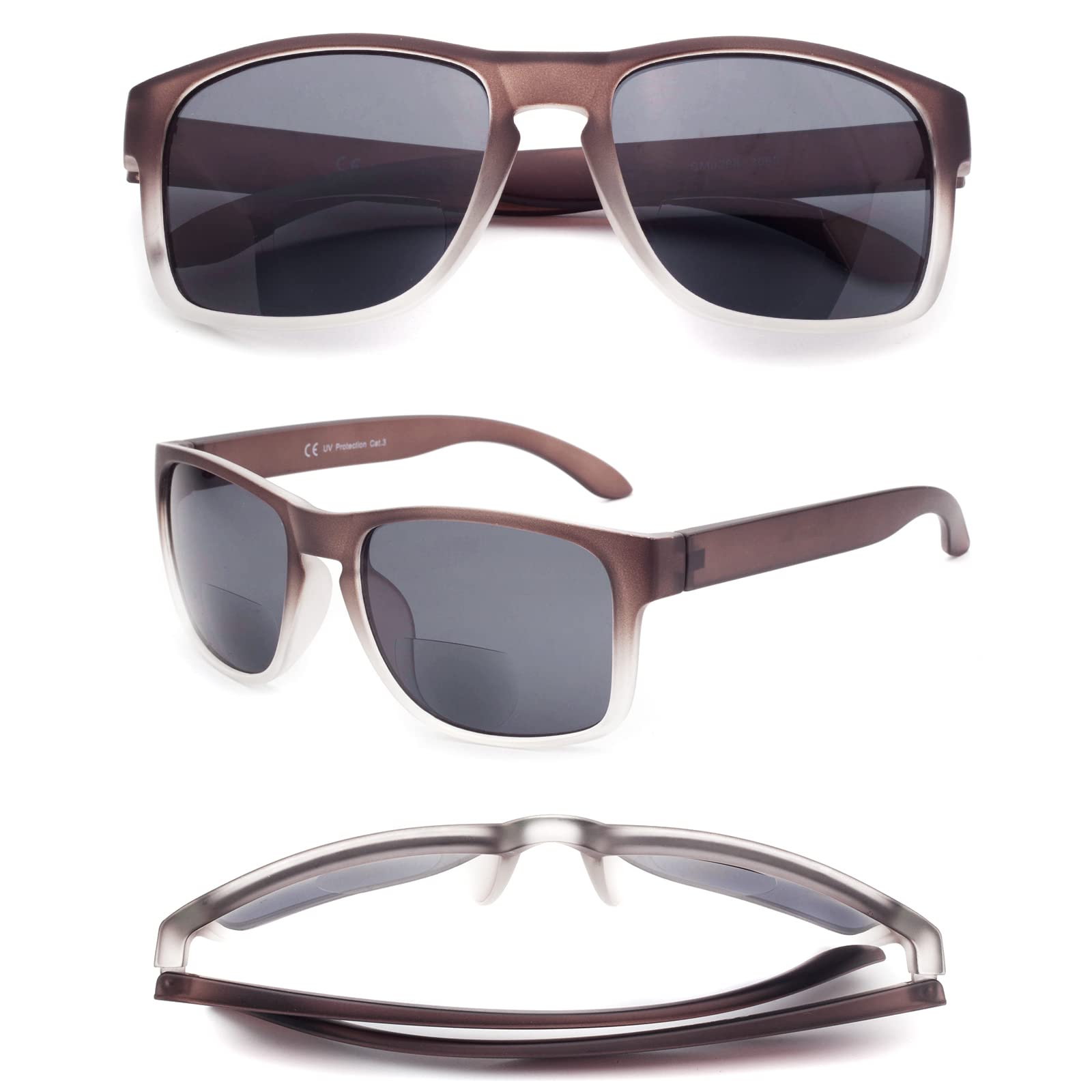 E & R Elegant Rabbit Bifocal Reading Sunglasses Men Outdoor Sunglasses Fashion Bifocal Sun Readers UV Protection (Grey, 3.0 - Image 4