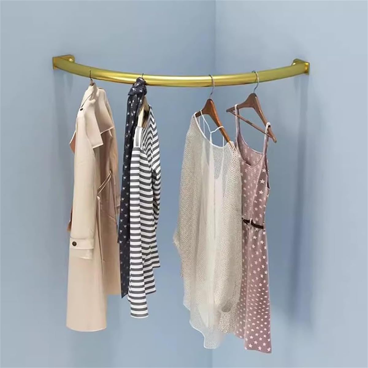 WSNCXFW Wardrobe Assistant Corner Hanging Bar, Heavy Duty Industrial Pipe Garment Rack,Wall Mounted Corner Clothing Rack,Corner Hanging Bar,for Office Entryway Bedroom,Gold,40x40cm