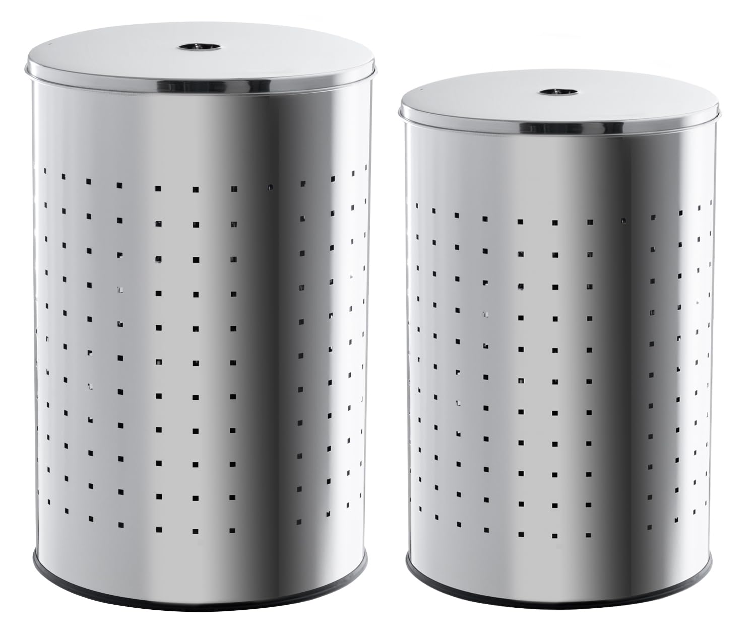 Wäschesammler-Set 2-teilig - Edelstahl - 37 Liter - 54 Liter