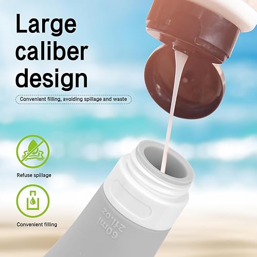Miniatura 4 de Juego de botellas de viaje para dispensar artículos de aseo personal (con etiqueta), silicona a prueba de fugas (sin BPA), accesorios de viaje