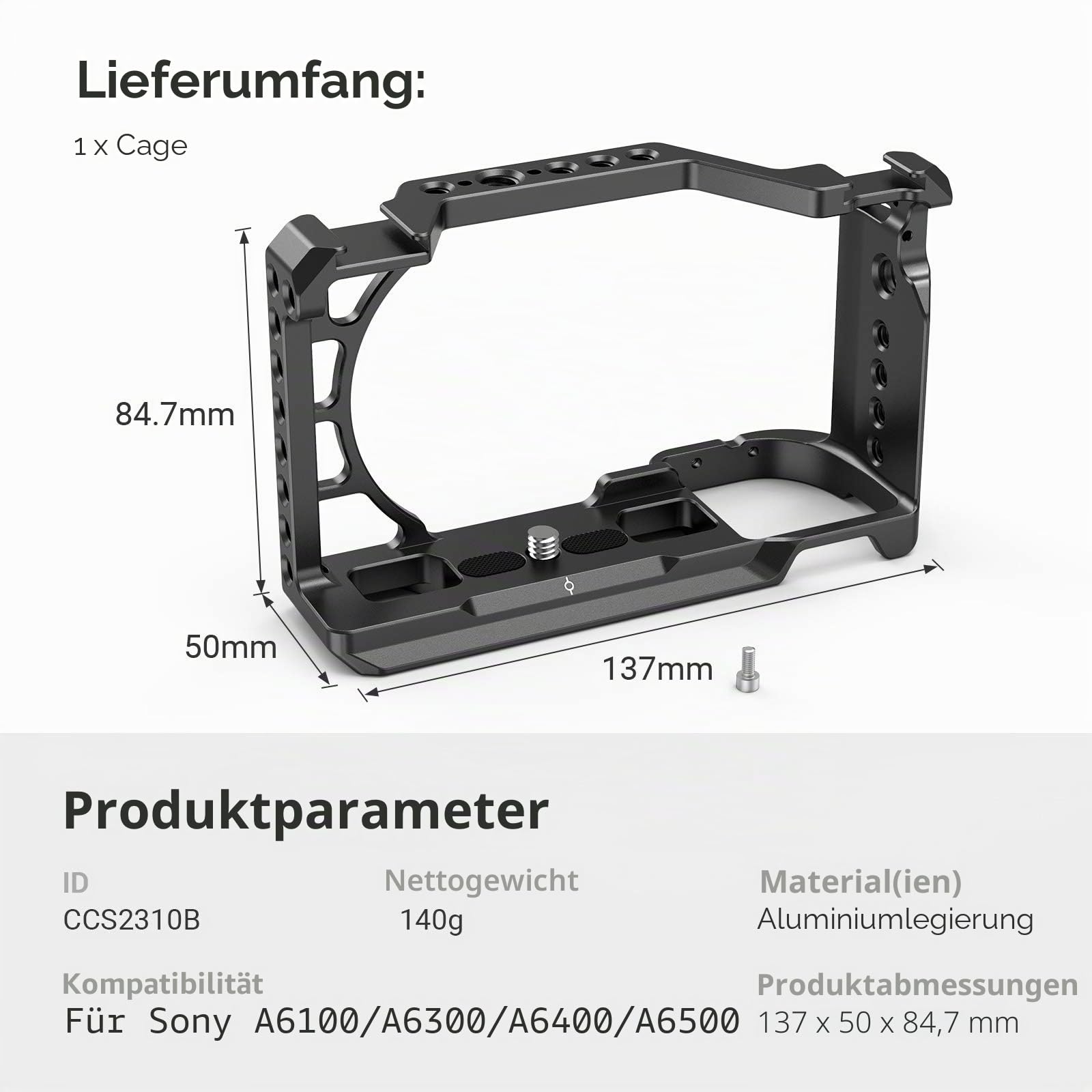 SMALLRIG A6500 Cage A6400 Kamerakäfig für Sony A6100/ A6300/ A6400/ A6500 Cameras - 2310C