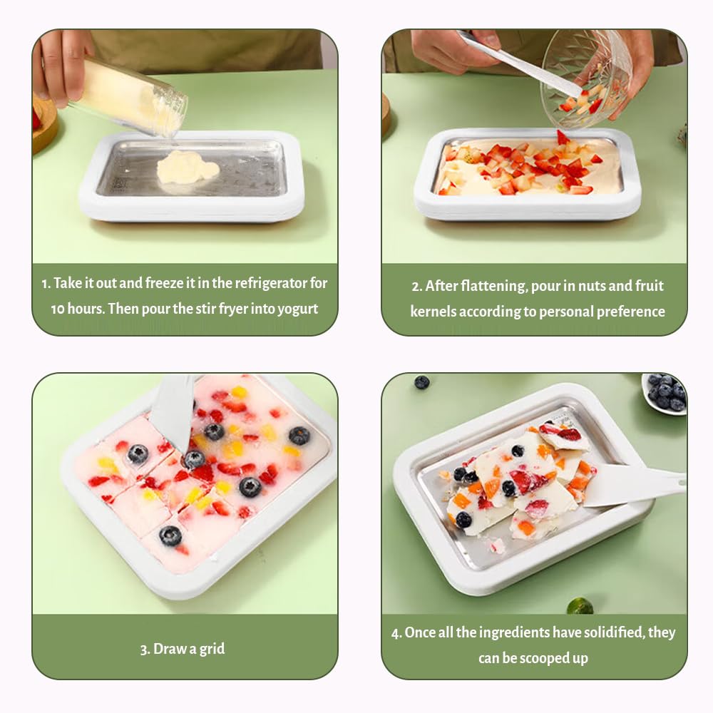 ZoneYan Machine a Glace, Machines à Glace Et Sorbetières,Machine a Glace, Sorbetière, Plaque à Glace Roulée, Ice Roll Plaque, Plaque pour Glace Roulée, en Acier Inoxydable pour Yoghourt Glacé (Rose