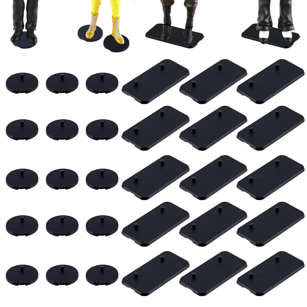 NBEADS 100 Pcs 2 Styles Plastic Action Figure Display Stand Base