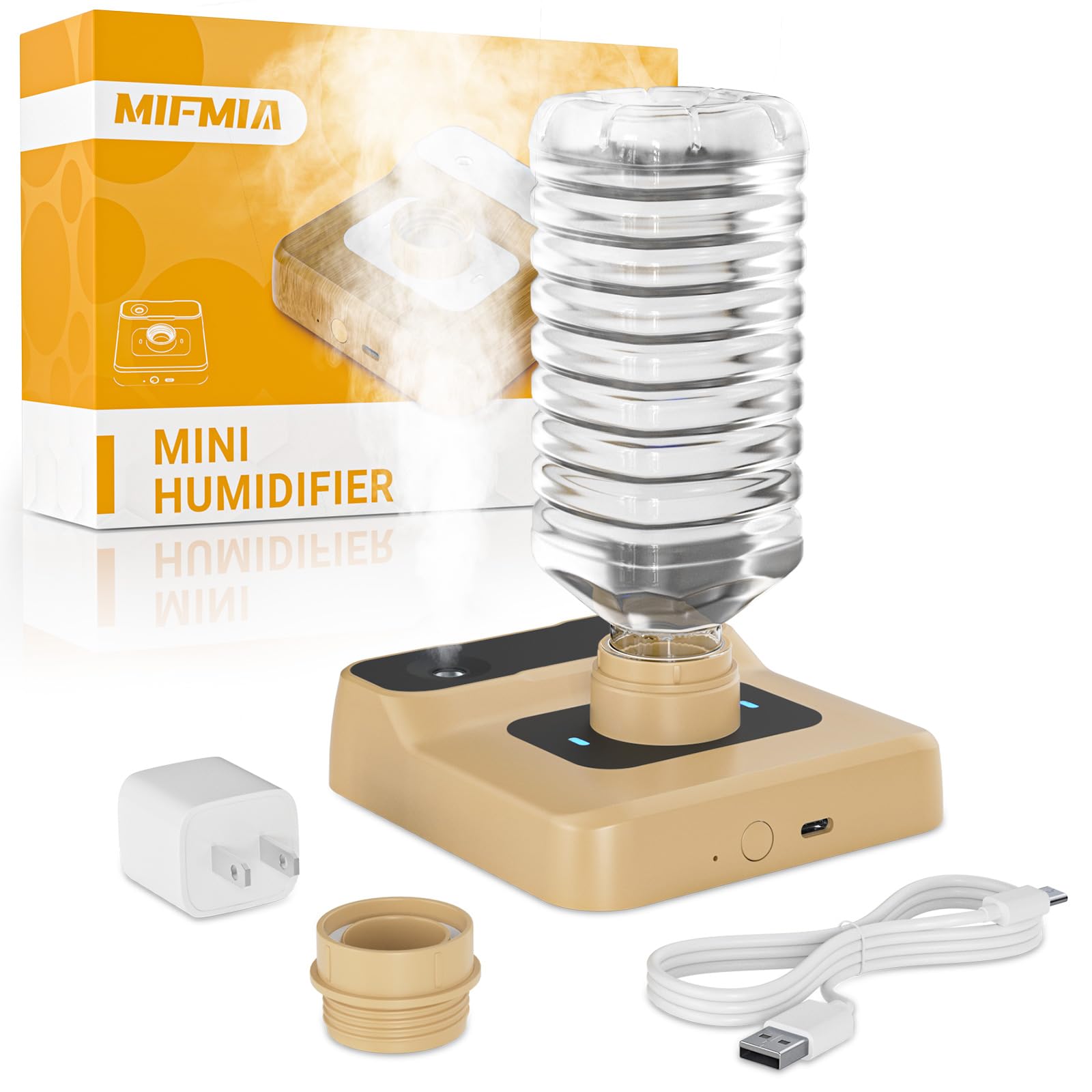 Reise-Luftbefeuchter - Wiederaufladbarer tragbarer Luftbefeuchter für Schlafzimmer, Hotelzimmer, Schreibtisch & Pflanzen, persönlicher Mini-Luftbefeuchter flüsterleise 23dB, automatische