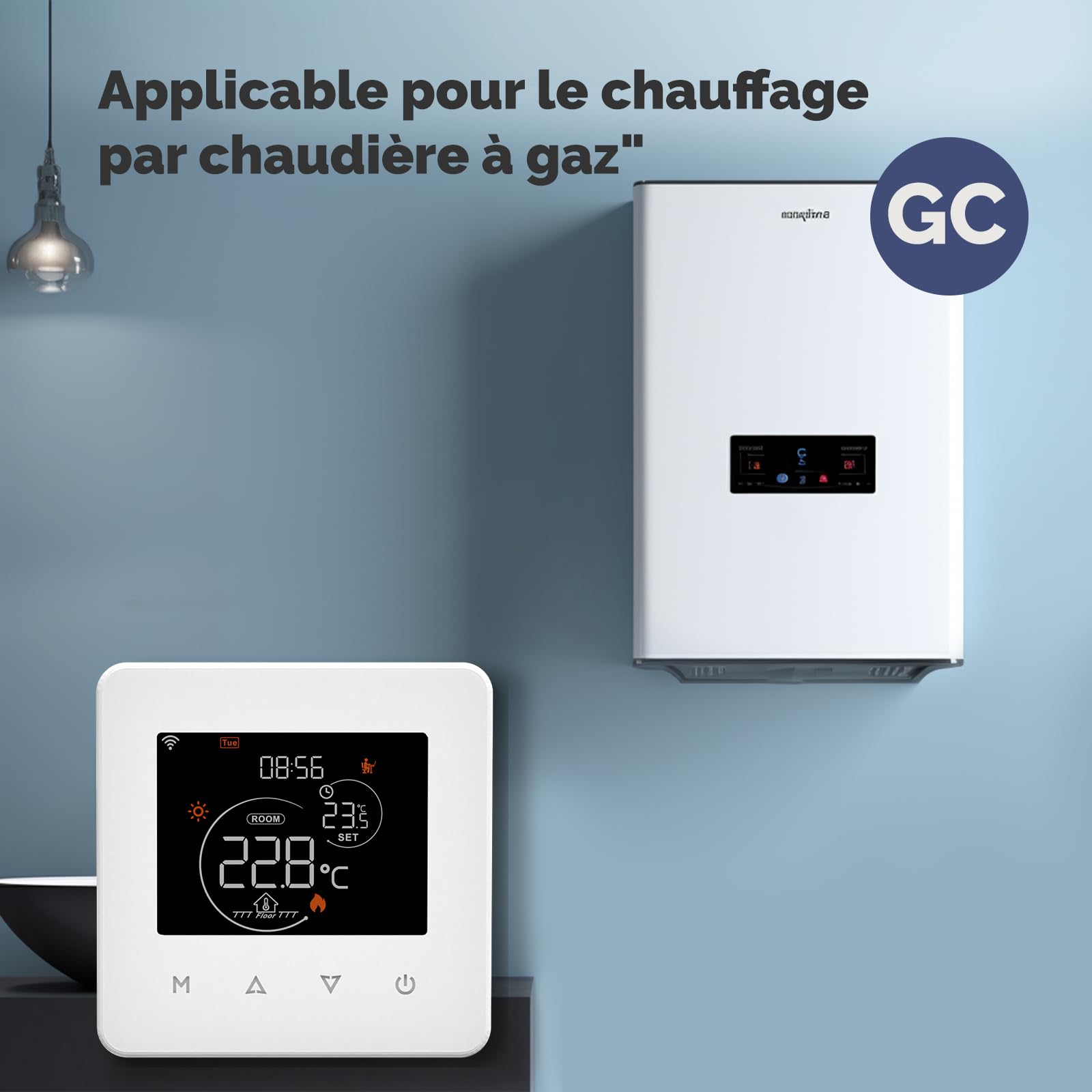 MOES Thermostat Connecté WiFi Chauffage de Chaudière à Gaz, Calendrier et Télécommande sans Hub, Compatible avec Alexa, Google Home 3A, Noir