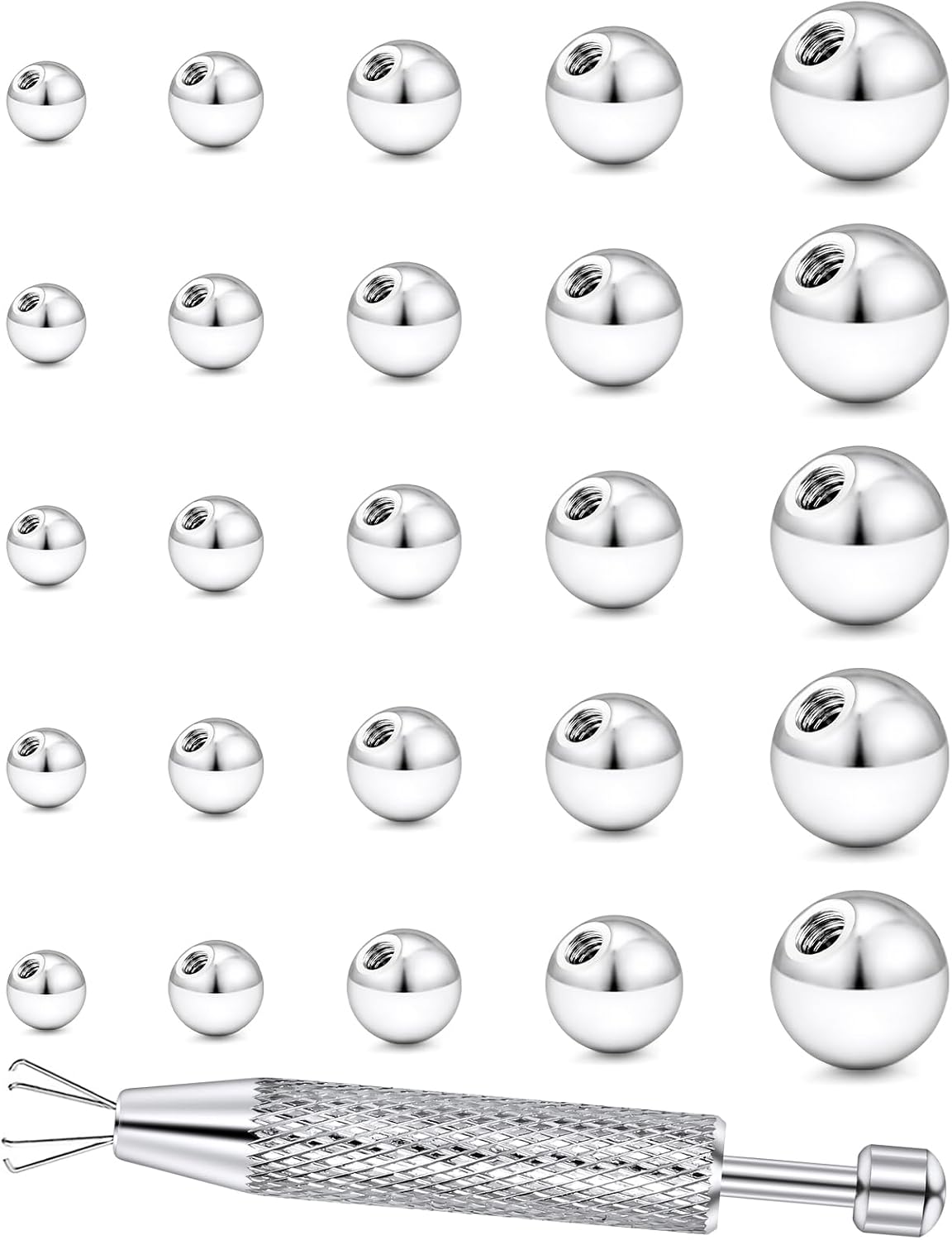 Prjndjw 26Pcs 14G 16G Replacement Piercing Ball Grabber Tool Surgical Steel