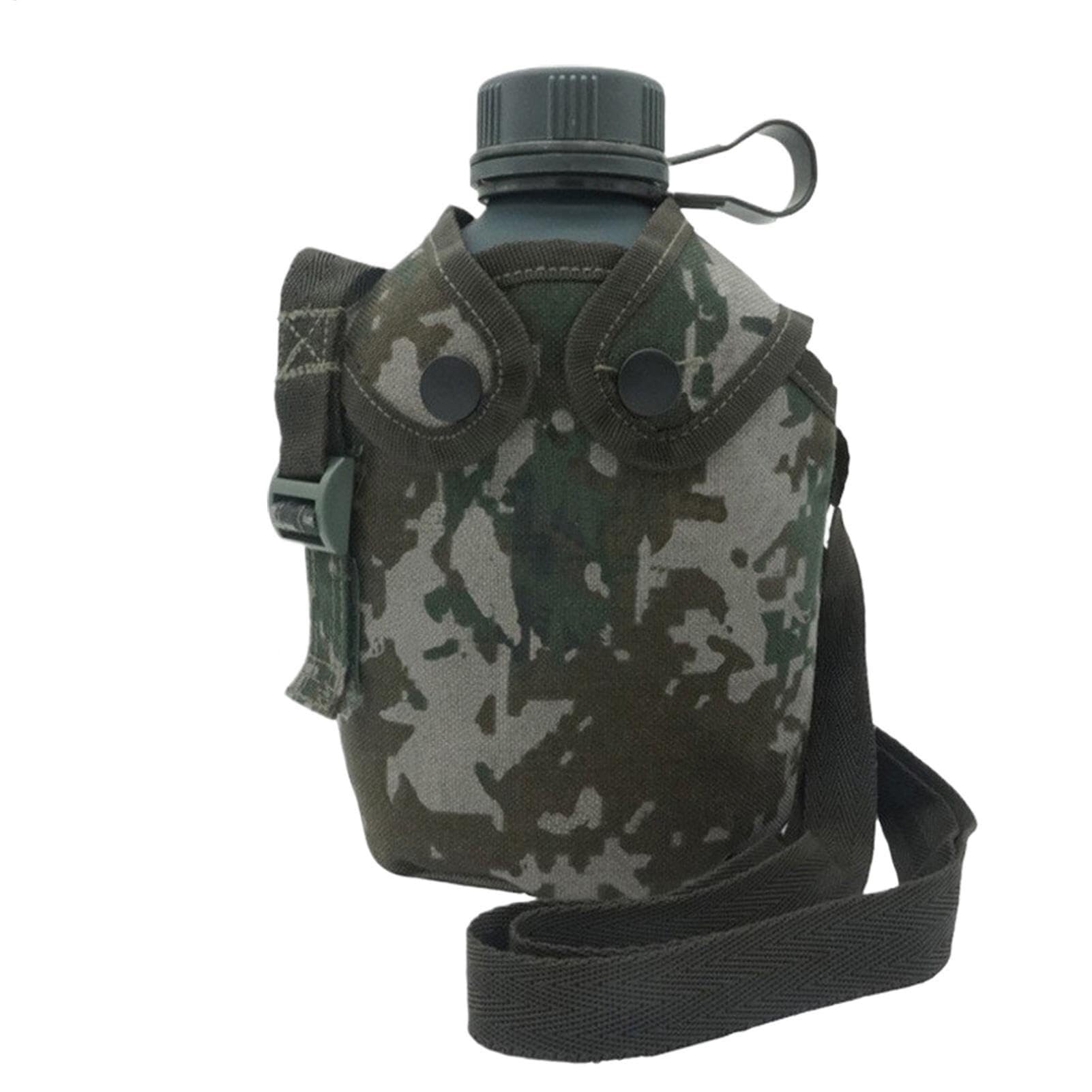 1-Liter-Isolierflasche for Wasserfeldflaschen mit Camouflage-Abdeckung | Sport- und Outdoor-Freizeitzubehör, 1-Liter-Trinkflaschen for Wandern mit Riemen, isolierter Getränkebehälter