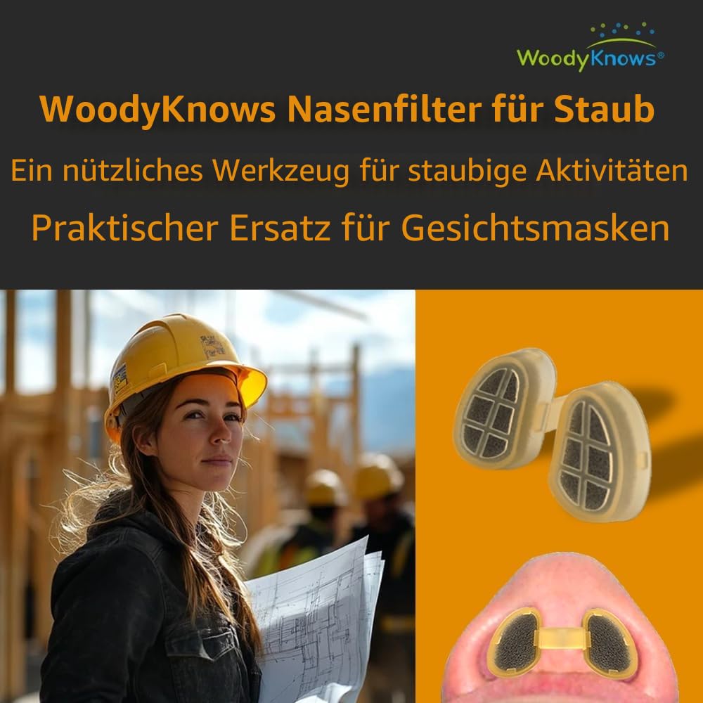 Nasenfilter für staubige Aktivitäten, nützliches Werkzeug für industrielle Arbeiten, Bräunung, Körperpflege und Haushalt (M, 4 Filter + 48 Ersatzfilter)