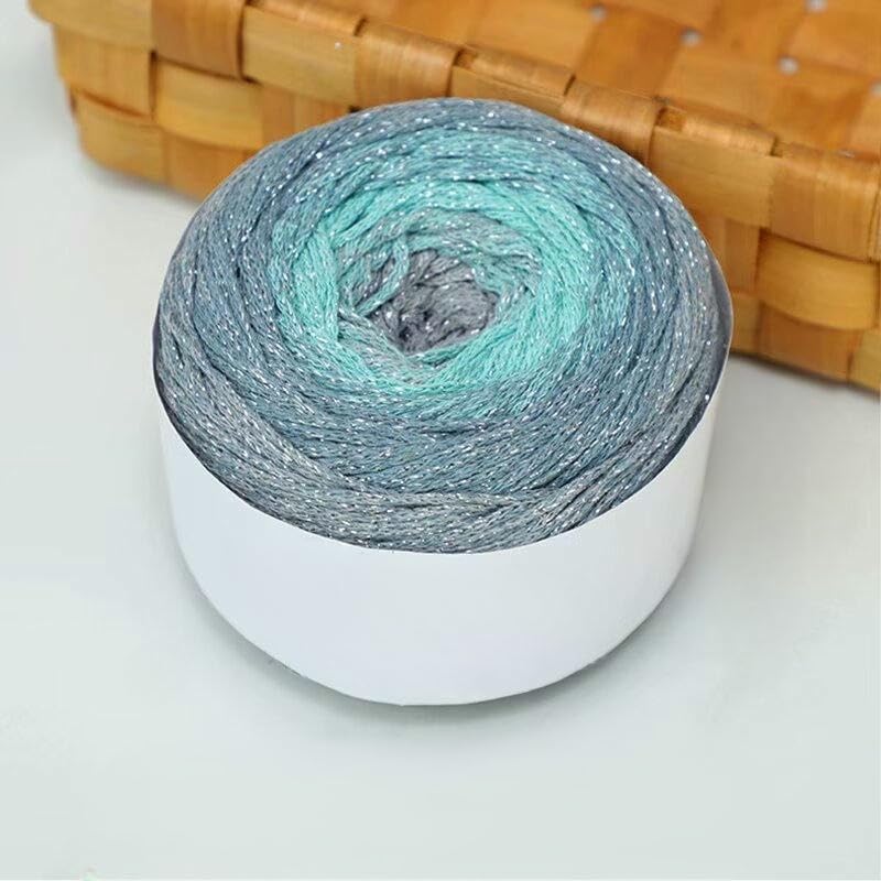 1-3 Pezzi 200 g Filato di Cotone sfumato, Filato di Cotone colorato Lavorato a Mano con riflessi, per Borse e sottobicchieri all'Uncinetto Fai da Te