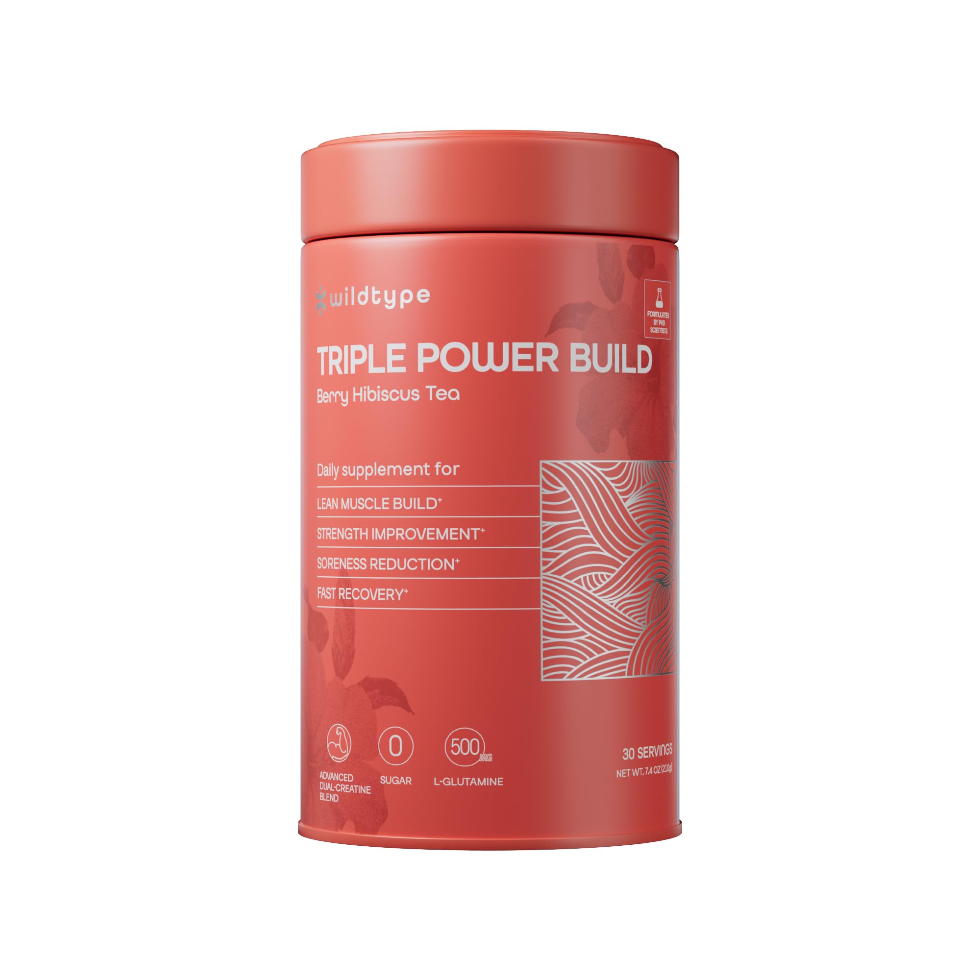Wildtype Pós-treino de creatina em pó, sabor chá de frutas vermelhas e hibisco, 210 g