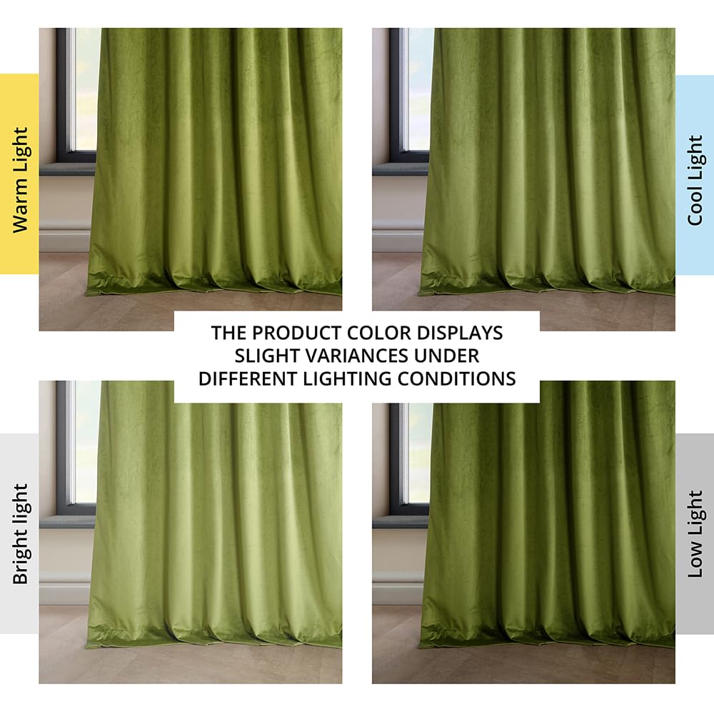 HPD Half Price Drapes Heritage Plush Velvet Curtains for Bedroom & Living Room 50 X 108, VPYC-225629-108 (1 Panel), Dark Yellow Green