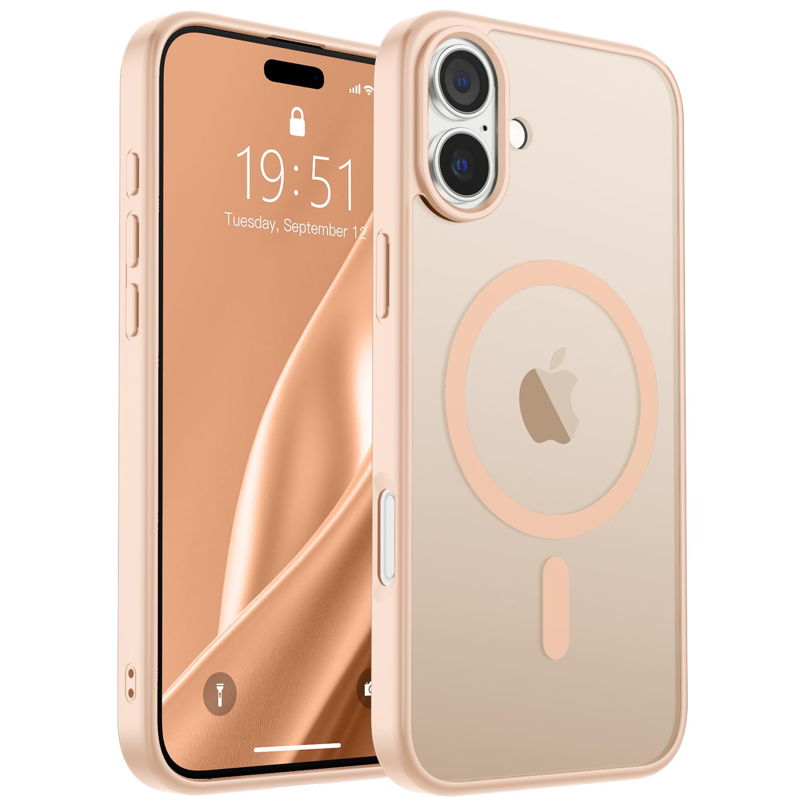 SUPFINE Magnetic for iPhone 16 Plus Case (Compatible with MagSafe) (Military Grade Drop Protection) Translucent Matte Shockproof Phone Cover,Sand Pink