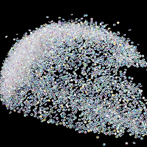 Foraineam 10000Pcs 1.2mm Mini Nail Rhinestones AB Sparkly Diamond Glass Rhinestone Iridescent Diamond Crystals Nail Art Gems Manicure Nail Decorations