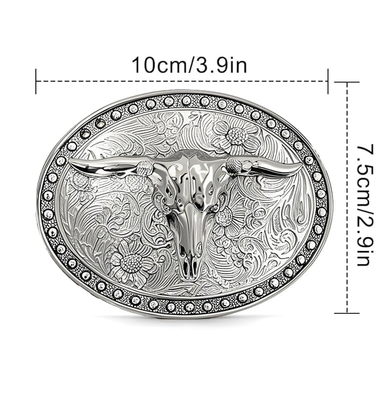 Superkred Western Cowboy Belt Buckles Men - Texas Longhorn Bull Western Belt Buckles for Men Women, Country Belts Buckle, Large Cowboy Belts Buckles for Man,Gfts for Dad Friends Family