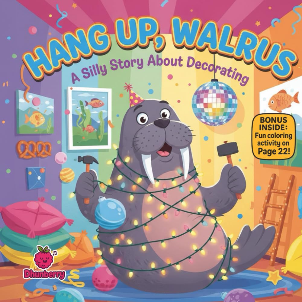 Hang Up, Walrus: A Silly Rhyming Story About Decorating: A laugh-filled picture book about teamwork, problem-solving, and staying positive when things get messy (Kids christmas books)