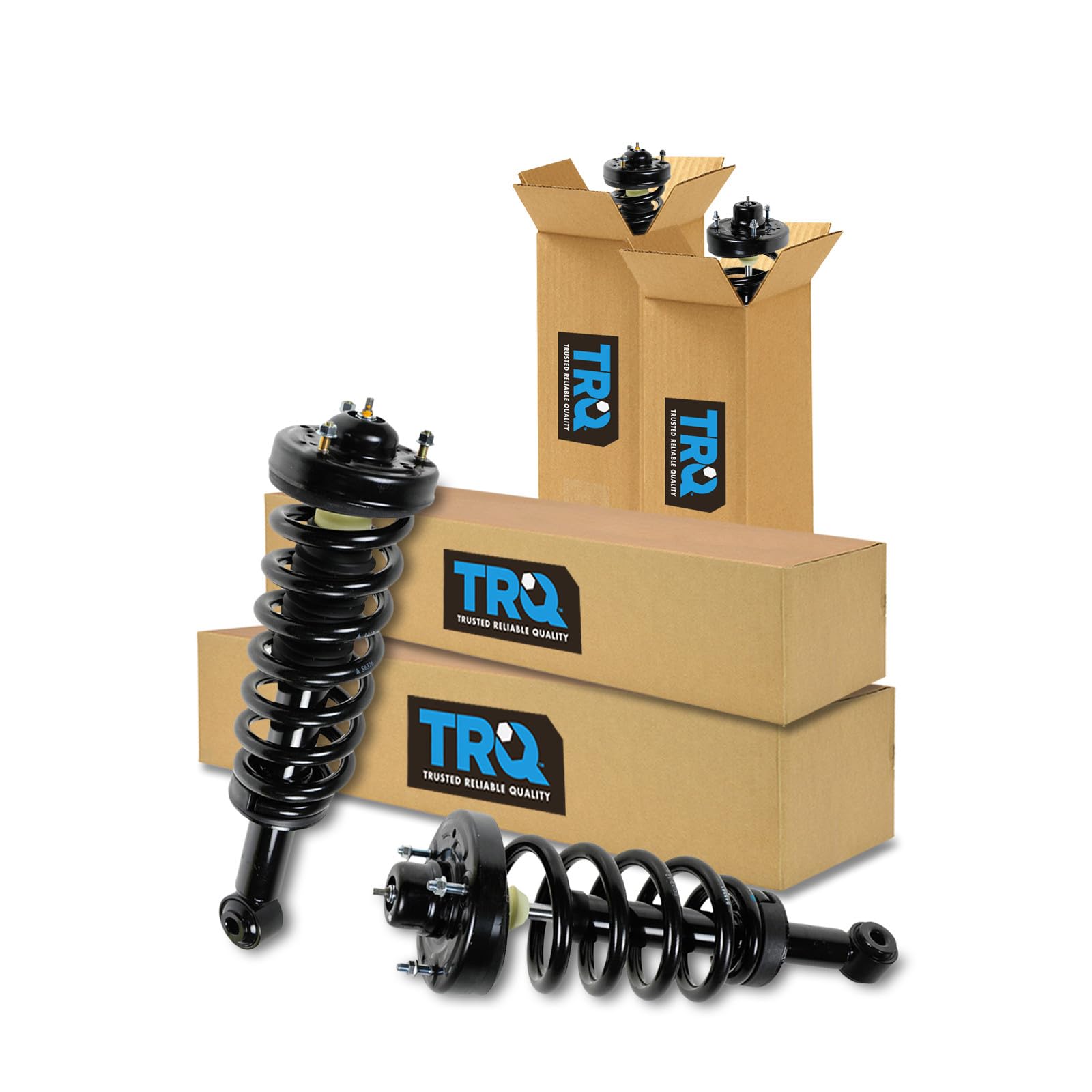 TRQ Front and Rear Strut &amp; Coil Spring Assembly Set Driver &amp; Passenger Sides Compatible with 07-13 Ford Expedition Lincoln Navigator