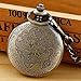 Realpoo Vintage Quartz Pocket Watch for Men, Bronze Case White Roman Digital Dial Quartz Pocket Watches for Men with Chain