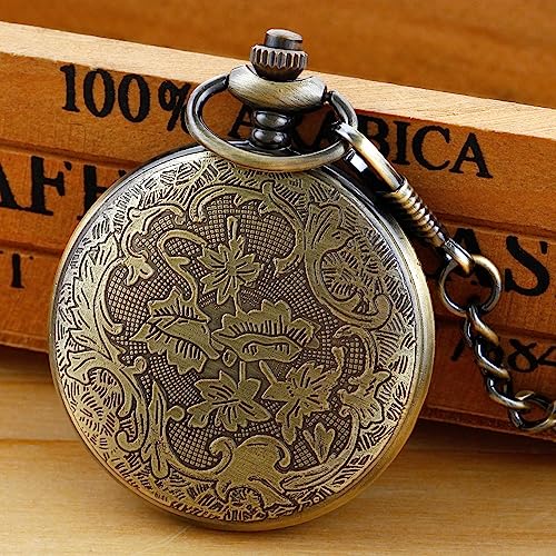 Image of Quartz Pocket Watch for Men, White Roman Digital Dial Pocket Watches for Men with Chain