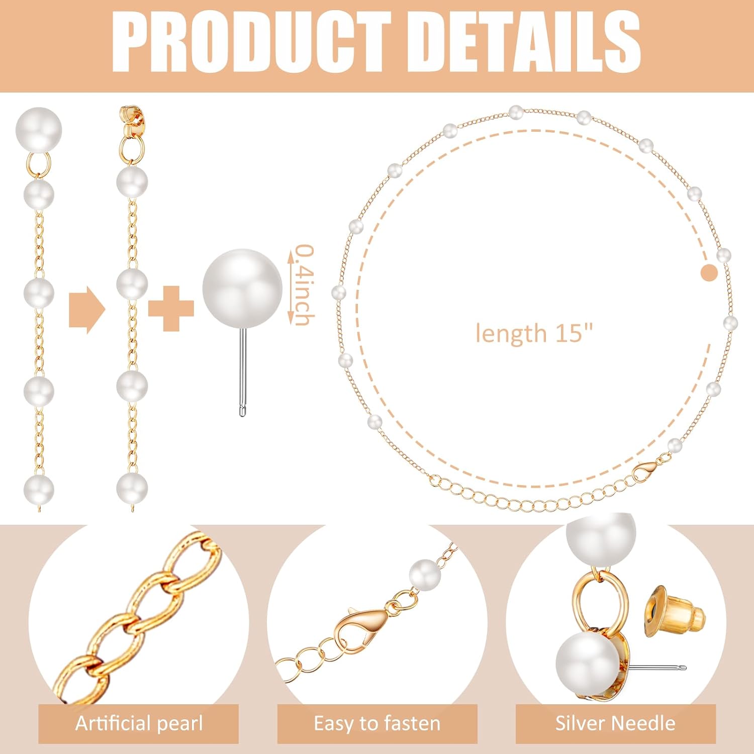 Landical 8 Sets Bridesmaids Pearl Jewelry Set Proposal Gift Bridesmaids Jewelry Pouch with Bow Tie I Can't Say I Do Without You Wedding Bride Shower Gifts(Beige) - Image 2