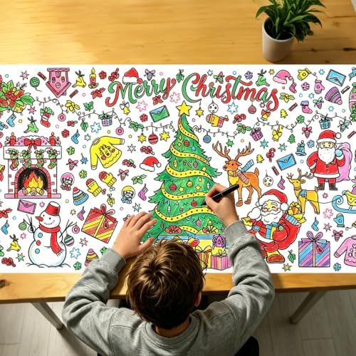 1 PCS Christmas Coloring Tablecloth(30x72 Inch) Art Crafts for Ki...