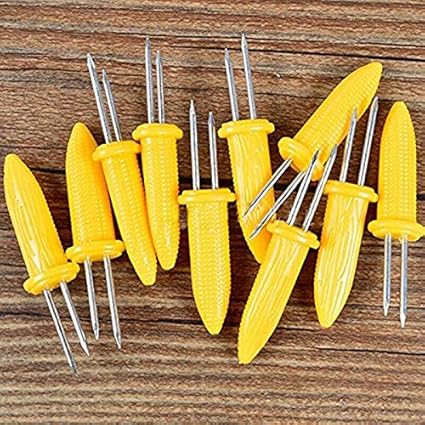 PRAV 6X(Corn On The Cob Holders Set for Skewers BBQ Twin Prong Sweetcorn Holder H7X2