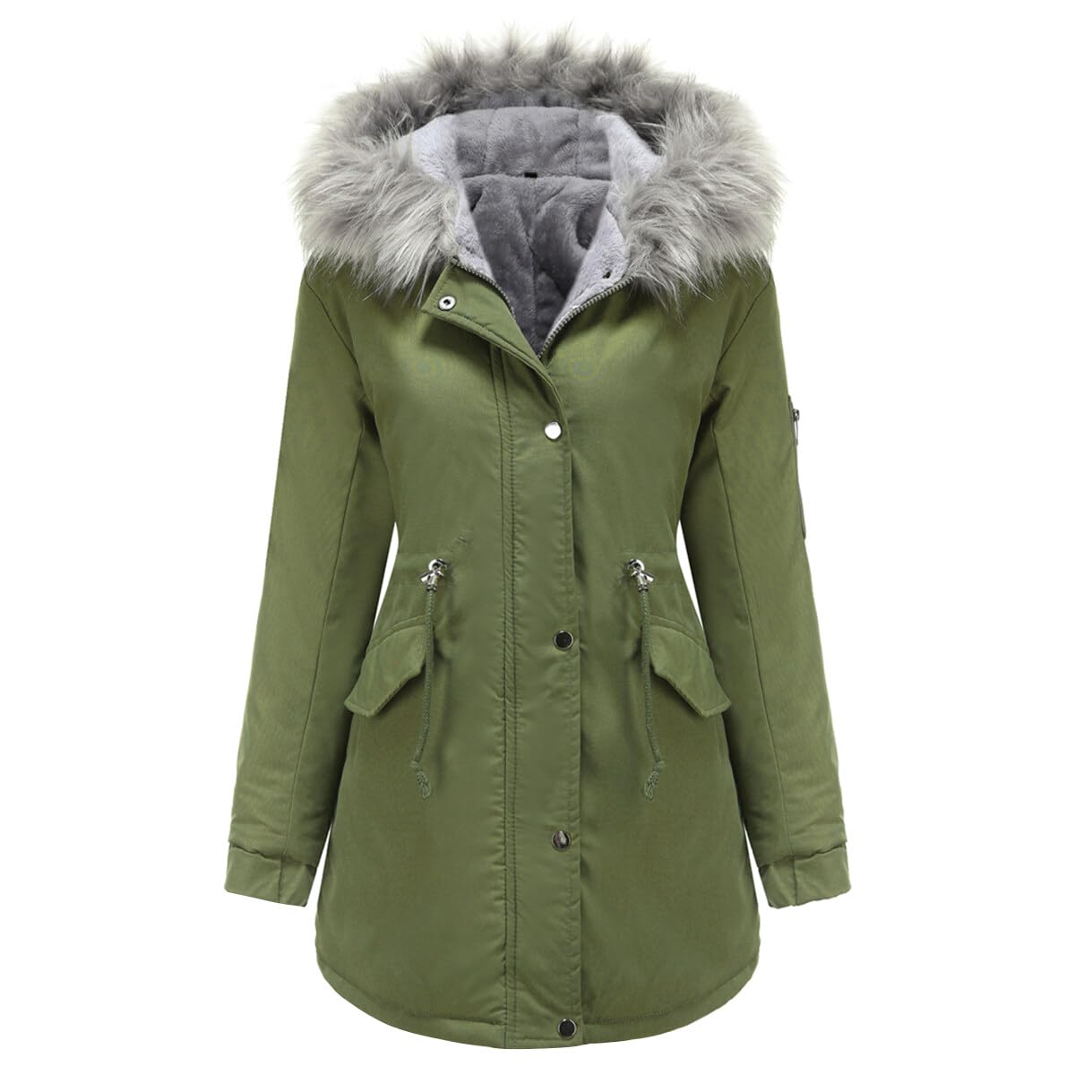 Amazon | [ByFshow] 裏起毛 ミリタリーコート レディース 中綿コート