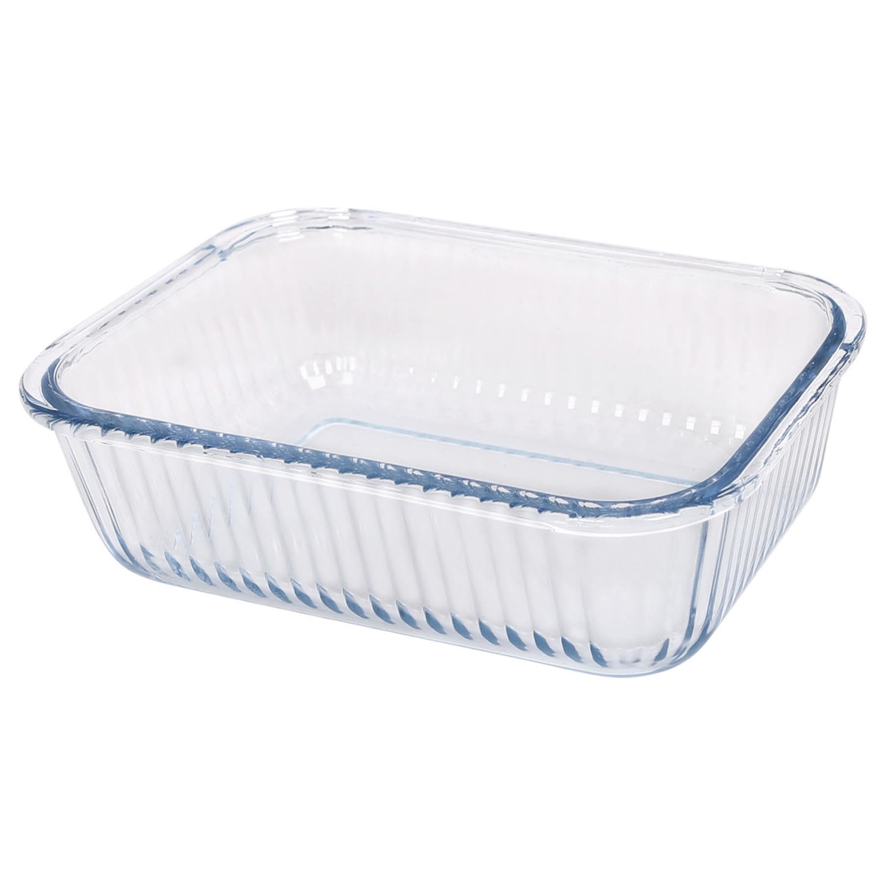 Argon Tableware Optical Rectangular Glass Cake Dish - 22cm x 16.5cm - 1x Large Deep Pie Brownie Cheesecake Bread Sponge Oven Baking Tin Tray Pan | Microwave Safe, Freezer Safe