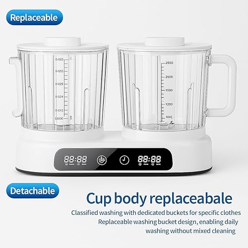 Miniatura 3 de Lavadora portátil 2 en 1, lavadora inalámbrica de doble tina mejorada para calcetines de limpieza profunda, ropa interior, dormitorios, viajes,