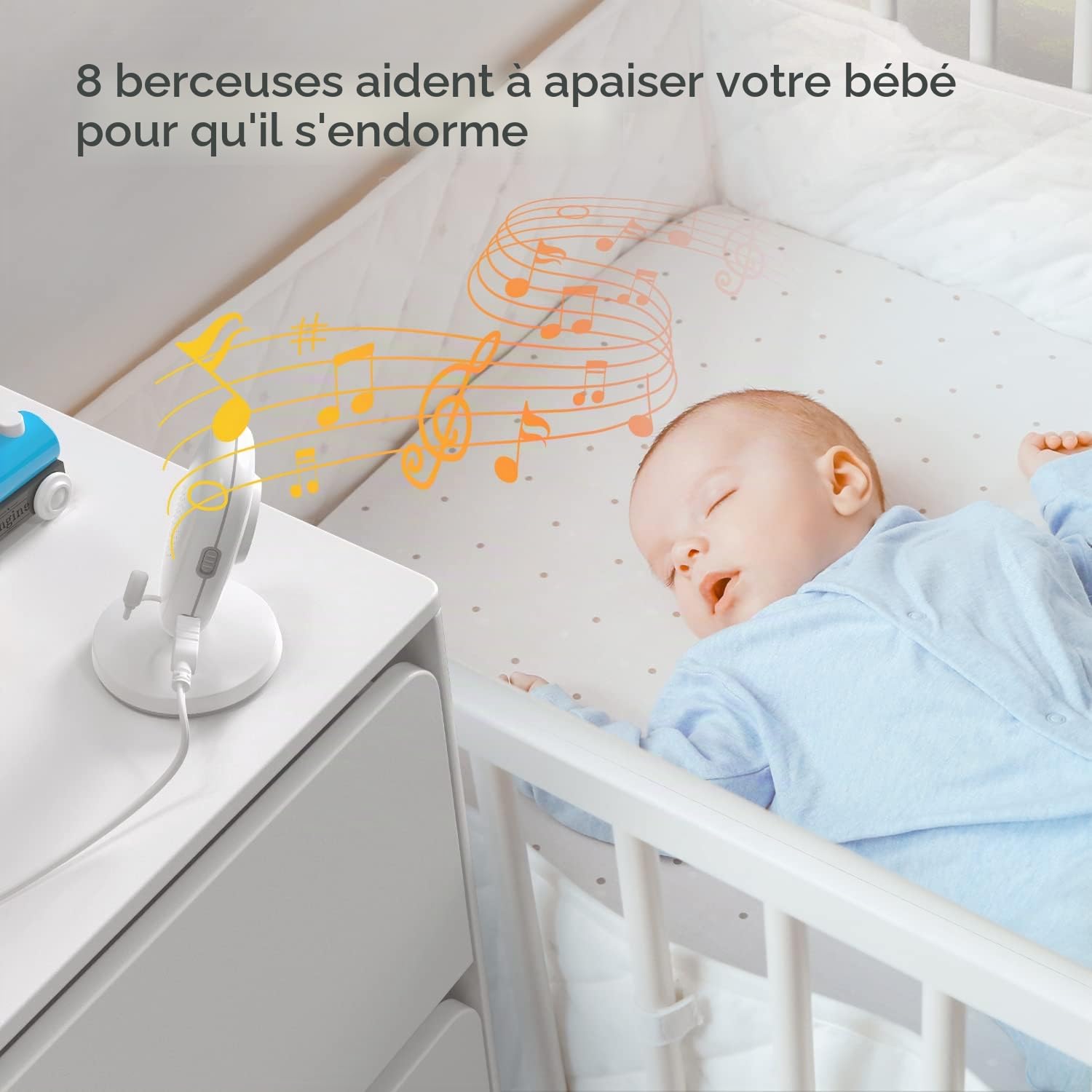 BOIFUN Bébé Moniteur, Caméra Bébé Écran 4" 2000mAh Batterie Rechargeable, VOX Détection du Son, Détection De La Température Et De L'humidité, Vision Nocturne, Soutien Berceuses