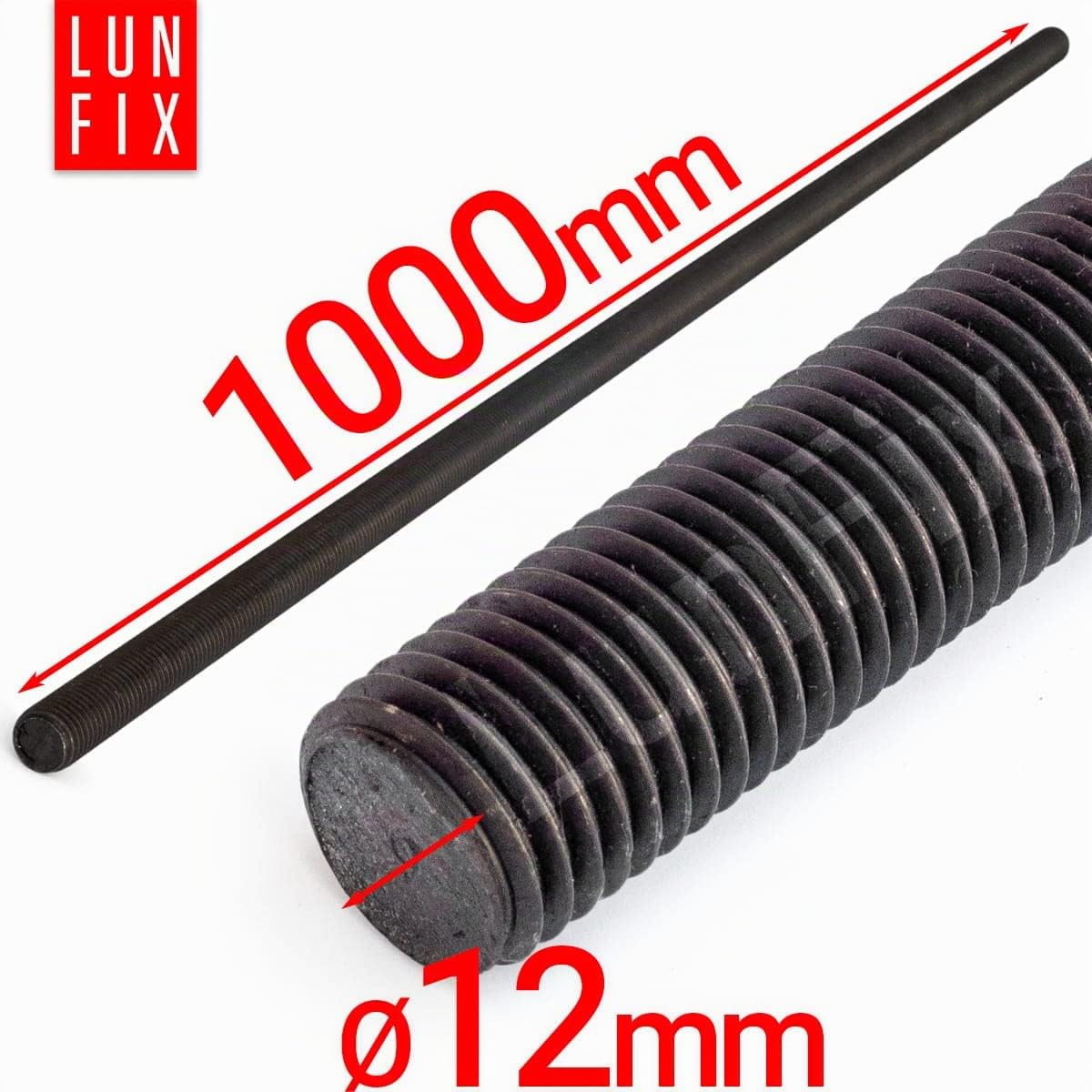 Tige filetée | M12 x 1000 mm | Lot de 10 | Acier galvanisé 10.9 | DIN 976 | Filetage métrique | Goujon fileté M12 | Vis longue | Fixation industrielle | Montage métal