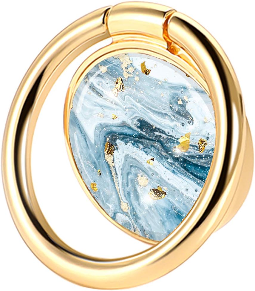 JIAXIUFEN Cell Phone Ring Stand Finger Holder Marble Glitter Grip Kickstand 360° Rotation Metal Ring Grip for Magnetic Car Mount Compatible with iPhone Samsung Galaxy Pixel All Smartphone Blue