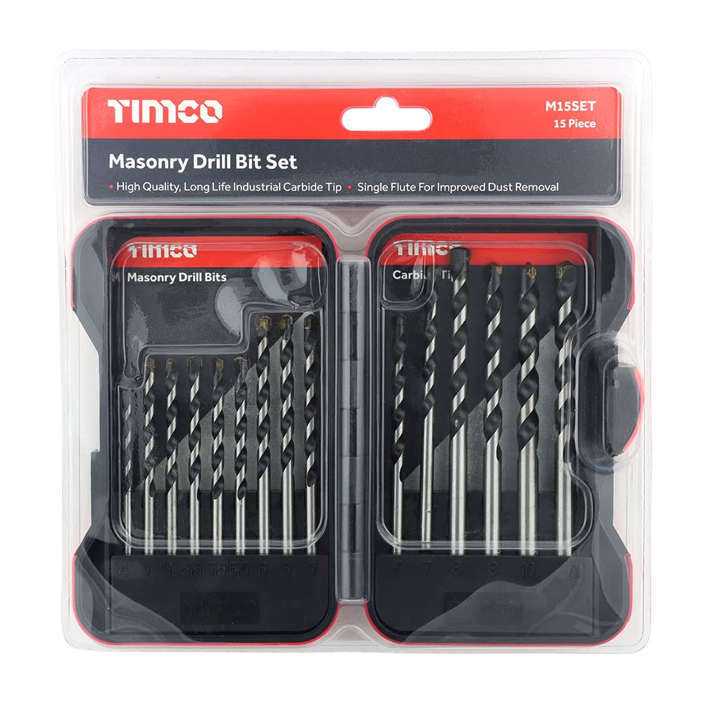 Timco Silver/Black Masonry Drill Bit Set - 15Pc