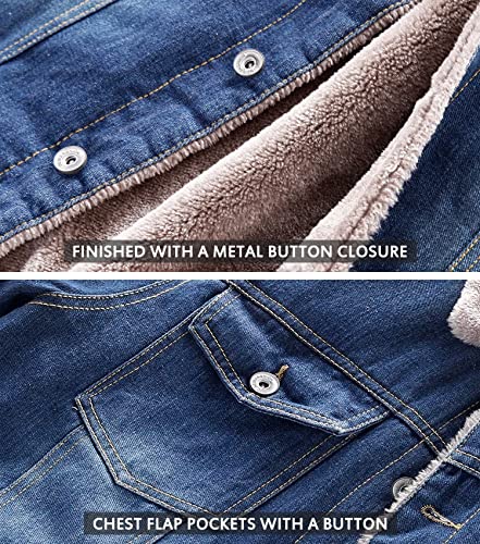 Image of EXEKE Men's Fleece Lined Denim Trucker Jacket Warm Winter Coats