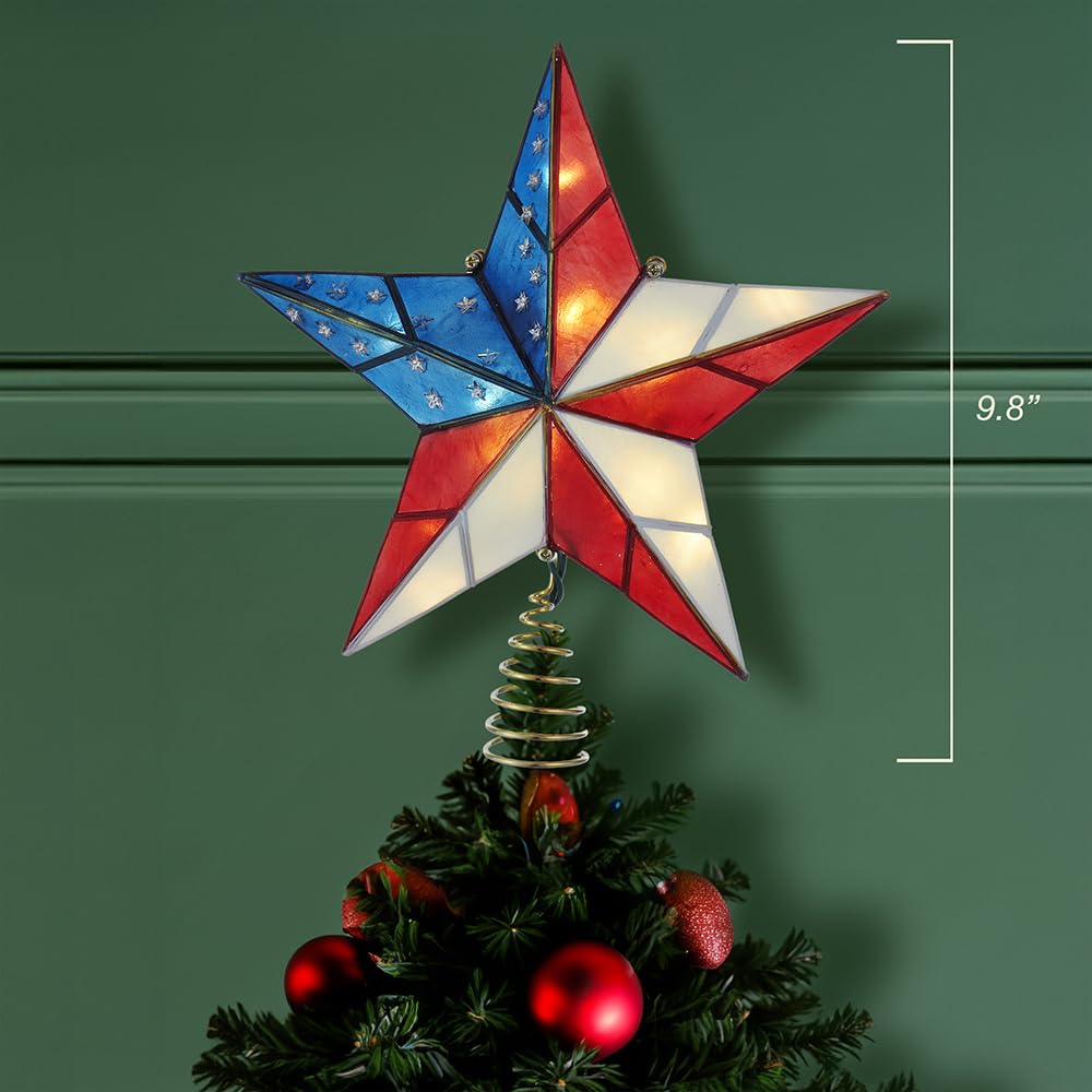 Kurt S. Adler UL3142 Capiz-Stern-Baumspitze, 25 cm, vermessingt, amerikanische Flagge