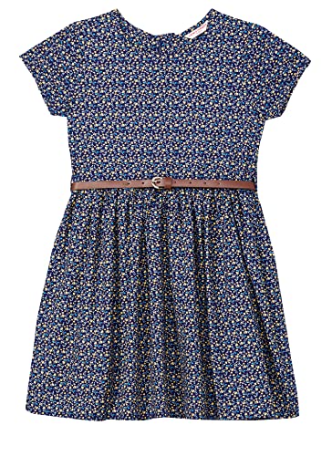Image of Amazon Brand - Jam & Honey Girl's 100% Soft & Pure Cotton Comfortable and Stylish Printed Woven Dress with Short Sleeves and Belt - Perfect for Every Occasion